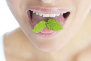 mouth with mint leaves